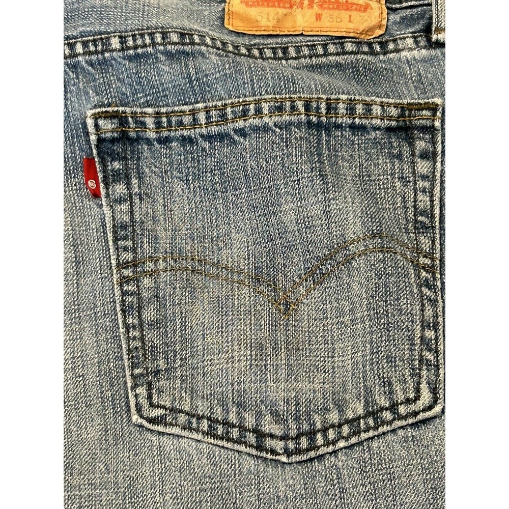 Levi's 514 Jeans Mens Size 36x30 Blue Straight Leg Distressed (34 X 28 1/2) - Picture 14 of 16